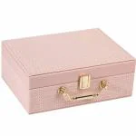 RONTENO PU Leather Jewelry Box Organizer for Women|Earring&Necklace|Ring Storage Case(1Pc,Baby Pink