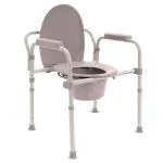 KosmoCare Folding Commode Chair with Seat Cover | 3-in-1 Usage - Bedside Commode, Raised Toilet Seat Riser, Safety rails | Portable Commode for adults & elderly |