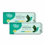 BLISSNATURAL Organic Fluffy Soft Sanitary Pad For Women | L-Size | Light Flow | Pack Of 2