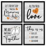 Vasl Multicolor Family Quotes Wall Frames 11 X 11 Inch (Pack Of 4)
