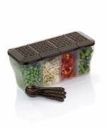 OFFYX 4 Section Vegetable Container Fridge Container, Spice Container Box (Brown) - 1800ml