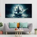 CREATIVEDECORE Water Form Lord Shiva Canvas Wall Painting For Living Room, Bedroom, Office. | Size-(18x36)