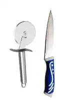 FIRST FRONT Stainless Steel SS Pizza Cutter With Kitchen Vegetables Cutting Heavy Knife and (Multicolour, Pack of 2)