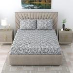 Home Blendz -300 TC SOFTEST 100 % COTTON FLAT BEDSHEET WITH PILLOW COVER (60*90 INCH,Single) BLACK/WHITE ABSTRACT