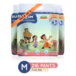 Bumtum Chota Bheem Diaper Pants Medium (M) Size - 216 Diapers |Pack of 3 |with Aloe Vera Leakage Protection