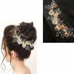 Samyak Wedding Bridal Headpiece Metallic Flowers Hair Accessories Handmade Headdress for Women & Girls Bridesmaid Hair Vine Set (Copper)