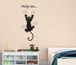 Lanstick Vinyl Black Cat Climbing On The Wall Self Adhesive Wall Sticker 24 inch