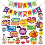 Zyozique 25 Pcs Annaprasanam Photo Booth Props With 1 Set Rice Ceremony Banner/Annaprashan Decoration Items/Rice Ceremony Decorations Items/Baby Photo