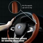 MIZZEO CAR Steering Wheel Cover Safe for Men and Women, Carbon Fiber Texture Non-Slip Car Accessory (Carbon Brown) Compatible with Toyota Camry (Type-III) 2012-2018