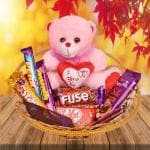 Food Library The Magic of Nature Valentines Chocolate Gift for Girlfriend/ Boyfriend/ Husband/ Wife (Chocolates with Teddy)