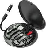 G2L USB Port Inbuilt Mobile Stand Compatible with iPhone, iPad, Samsung. All in One 60W USB Fast Charging Travel Cable Set USB Cable, USB Charger (Black)