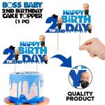 Zyozique Boss Cake Topper Boy Girl, Baby is Two, Two Cake Topper, Second Birthday Cake Topper,2nd Birthday, Two Year Old Baby Happy Birthday Party Decoration