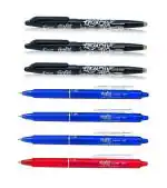 Pilot Frixion Erasable Roller Ball Pen | Tip Size - 0.7 MM | With Dimpled Grip and In-built Eraser | Ink Colour - 3 Black, 1 RT Red and 3 RT Blue | Pack of 7
