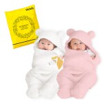 10Club 3-in-1 Hooded Baby Blanket Wrapper (PinkWhite_2)