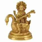 GURU JEE Brass Metal Statue Saraswati MATA Hindu Goddess Religious Idol Sculpture Gifts for Home Temple Mandir