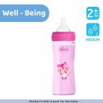 Chicco Wellbeing 250 ml Feeding Bottle, Soft & Hygienic Silicone Teat, BPA Free (Pink) Pack of 1