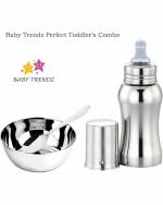 BEAUTIQ BEAUTIQ BABY COLLECTIONS COLLECTIONS COLLECTIONSSilver Feeding Bottle, Bowl and Spoon 220 ml (Pack of 3)