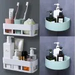 SHOPITECH COMBO OF 4 PCS Bathroom Shelf Rack / Kitchen Shelf / Wardrobe Shelf / Perfume Rack Plastic Wall Shelf ( 2 Bathroom Shelves + 2 Corner Shelf Bathroom ) Plastic Wall Shelf Plastic Wall Shelf (Number of Shelves - 4, Blue, White)