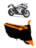 ABORDABLE Presents Kawasaki Ninja 300 Water Resistant - Dust Proof - Full Bike / Scooty Two Wheeler Body Cover (ORANGE STRIPES)