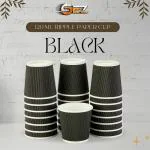 SEZ Set of 50 Black Ripple Insulated Kraft 4oz Disposable Eco-Friendly Biodegradable Three-Layer Takeaway Caffee Espresso Cup Cappuccino Iced Coffee Cup Milkshake Soft Drink Beer Wine Cup
