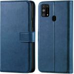 Frazil Leather flip Case for Samsung Galaxy M31 Prime | Inside TPU with Card Pockets | Wallet Stand | Magnetic Closure | 360 Degree Complete Protection Vintage Flip Cover - Blue