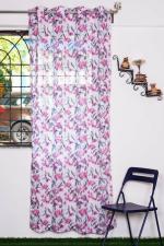 Parda Online Flower Design, Pink Tissue Floral Eyelet Animals Window Curtain 5ft, (Pack of 1)