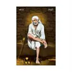 SHASWAT ART Shirdi Sai Baba Digital Reprint Painting Sparkle Coated Self Adhesive Wallpaper Without Frame (Multicolour, 24 Inch x 36 Inch)