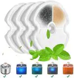 Qpets 4 Packs Cat Water Fountain Filters for Qpet Brand's Pet Flower Fountains Replacement Filters Round with Activated Carbon and Resin for Automatic Dog Drinking Dispenser Keeping Water Clear