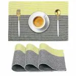 HOKIPO Ribbed Cotton Placemats Set of 4, Yellow (IN71-YLW*4)