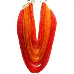JAYA VISION ENTERPRISES Multiline orange shade Glass seed beads long Necklace