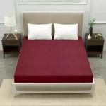 Paridhii Premium Cloth Waterproof fitted Mattress Protector with Elastic Strap | Maroon | Size-36x78