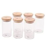 The Better Home Airtight Clear Wood, Glass and Bamboo Storage Container with Lid - 300 ml (pack of 6)