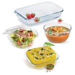 Treo By Milton Ovenware Starter Kit Set of 4 (Mixing bowl, 1000 ml; Square Dish, 1100 ml; Rectangular Dish, 1100 ml; Casserole, 1000 ml) Transparent | Microwave Safe | OTG | Freezer | Dishwasher Safe