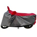 HYAKTAIRS-Lambretta V200 BS6- Water Resistant | Dustproof | UV Protection Motorcycle / Bike Body Cover With Mirror Pockets & Lock Belt (Strip Red & Grey)
