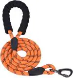 PetVogue 5 FT Dog Leash with Padded Handle, Reflective Threads for Small to Medium Dogs - Orange