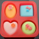 WONDER STORE 4 Shape Silicone Circle, Square, Oval And Heart Shape Soap Cake Making Mould, Red Red Mould