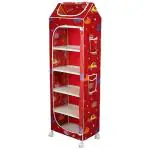 Little Ones Aquatic Red Plastic Shelves Foldable Baby Storage Box With 6 Shelves
