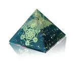 VIBESLE Black Tourmaline Orgone Pyramid With 2 Side Logo, Metatron and SSB Coil - Orgonite Healing Crystals Stone Showpiece For Vastu Aura Cleasing Wealth, Prosperity and Success EMF Protection and Healing Energy