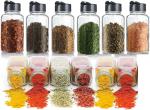 KATHIYAWADI SALES Square Transparent 6 Pieces Glass Spice Jars 120 ml