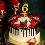 GIGGA Acrylic Material Number Cake Topper For Cake Decoration Design 6 (Golden)