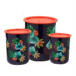 oliveware Plastic Stackable Container- 3 Pieces, Blue