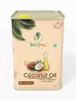 BeejRas Wood Pressed Coconut Oil - 1 Litre | Tin Can | Kacchi Ghani/Kolhu/Chekku | Cooking | Diet | Oil Pulling | Massage | Baby Massage | Virgin Coconut Oil