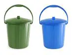 Cello Kleeno Plastic Garbage Manual-Lift Dustbin Bucket 10 Ltr- Blue, Green - Pack of 2
