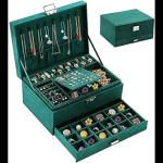 MISHRIT Jewelry Box Organizer||3 Layers Big Jewelry Storage Organizer||with Lock Drawer Women Jewelry Display Holder Case For Earrings, Bracelets, Rings, Necklace, Watches, Sunglasses.