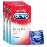 Durex Condoms, Extra Thin- 10s (Pack of 3)