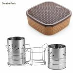 SHREE SHYAM KITCHEN WARE Self Draining Tableware Storage Box With Masala Box for MultiPurpose Use | Combo Sets | 2 Piece of Storage Box and 1 Piece of Masala Box