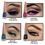 Looks United New Fashion Shimmer Glitter Metallic Eyeliner (Metallic Blue Orchid, Metallic Blush Pink, Metallic Forest Green, Metallic Coal Black)Pack Of 4