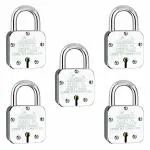 Link Atoot 75mm Padlocks 5Pcs Set| 2 Crore Key Combinations| Stainless Steel Body| 10 Brass Lever| Made in India| 3 Keys for Each Padlock |15 yrs Warranty