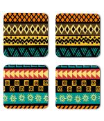Whats Your Kick Pattern Design Fabric Beautiful Pattern Design Printed Set of 4 Coaster With Metal Stand