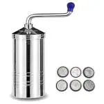 IDEAL PRIME Stainless Steel Sev Sancha Machine/Muruku Maker/Bhujiya Maker/Cookies/Namkeen/Noodles/Chakali Maker/Sev Maker/Farsan Maker/Gathiya Maker with 6 Jalis (Silver) Pack Of 1